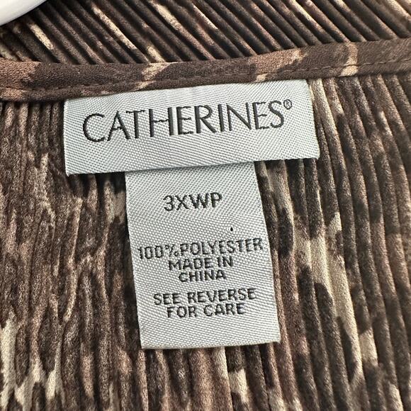 Catherines Womens Crinkle Tunic Top Size 3XWP Animal Print Beaded Bold Basics - Picture 3 of 7